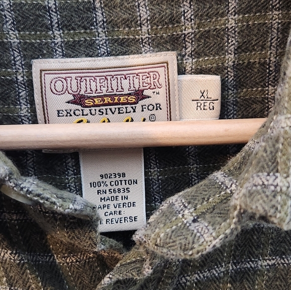Cabela's Outfitters Series Cotton Flannel Button Up Mens Shirt Olive Green XL - Picture 3 of 7